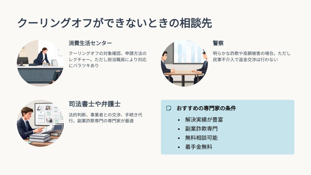 クーリングオフができないときの相談先