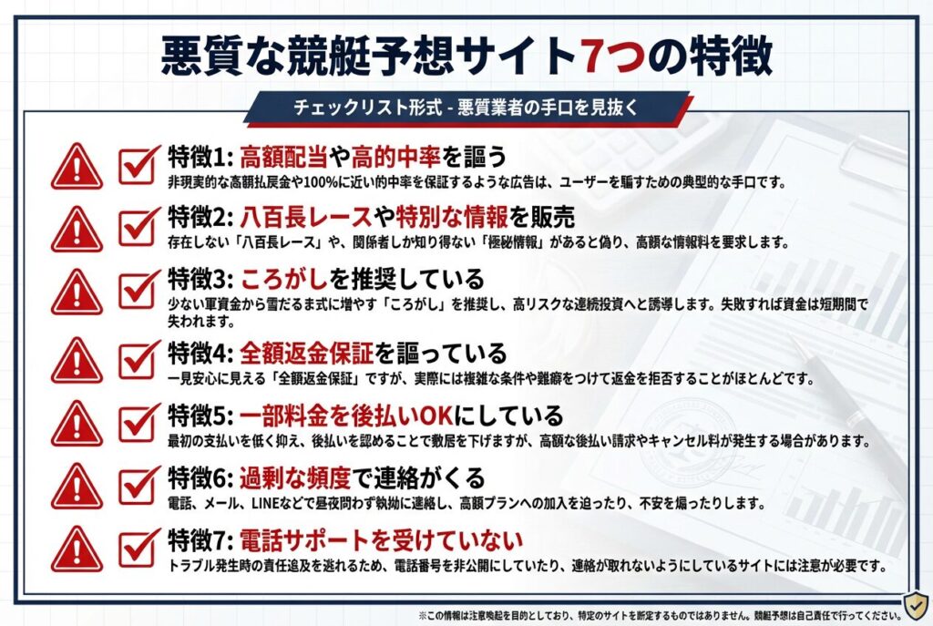 悪質な競艇予想サイトの特徴
