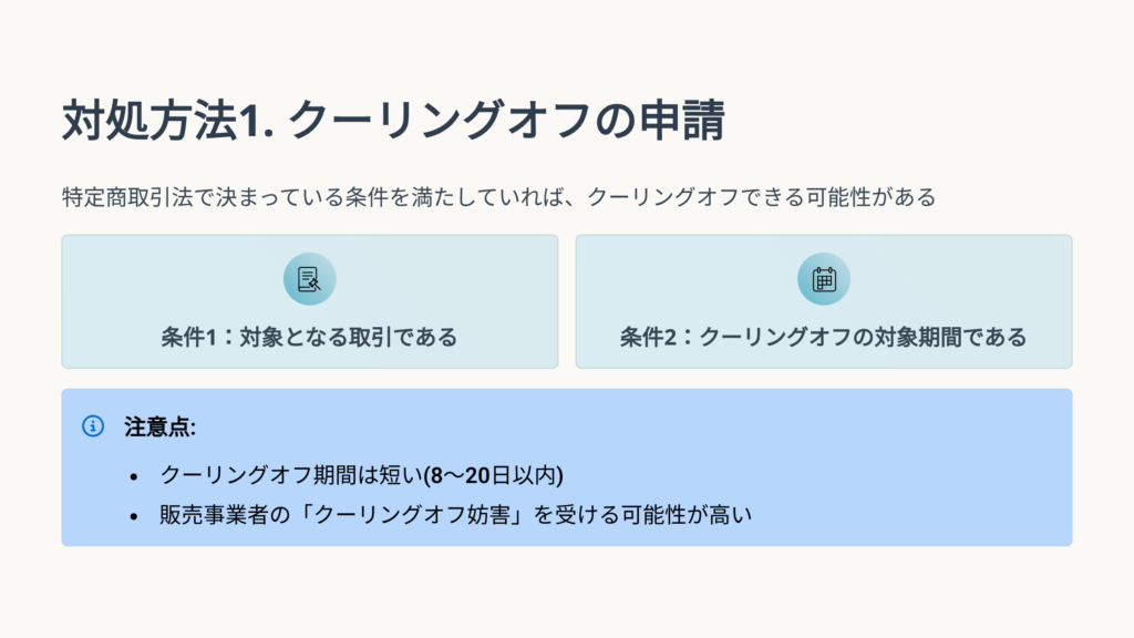 対処方法1．クーリングオフの申請