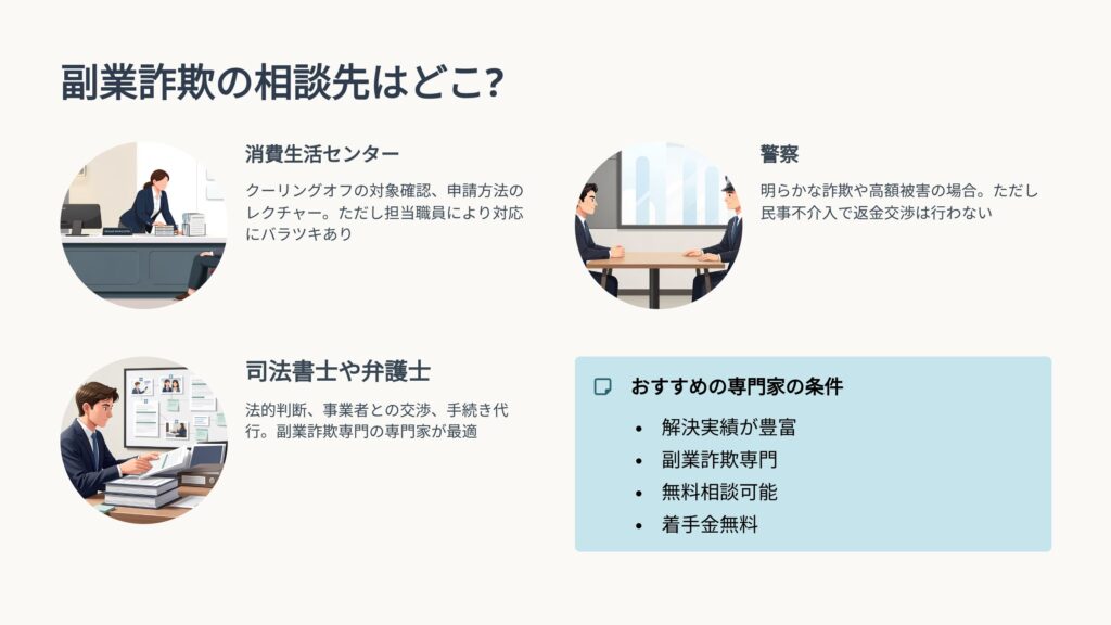 副業詐欺の相談先はどこ？状況別の選び方