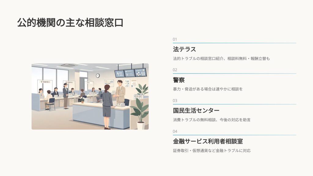 公的機関の主な相談窓口