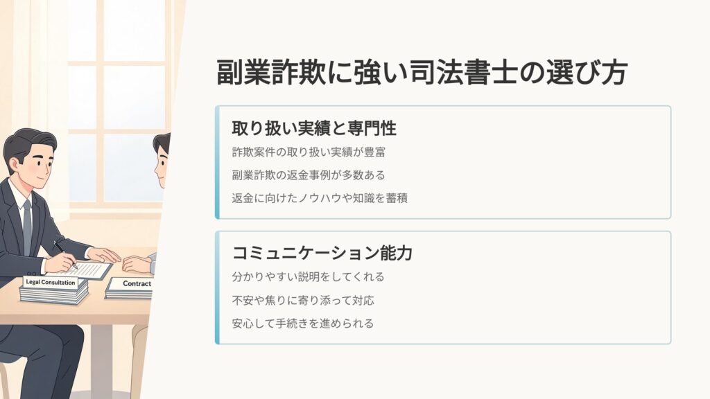 副業詐欺に強い司法書士の選び方